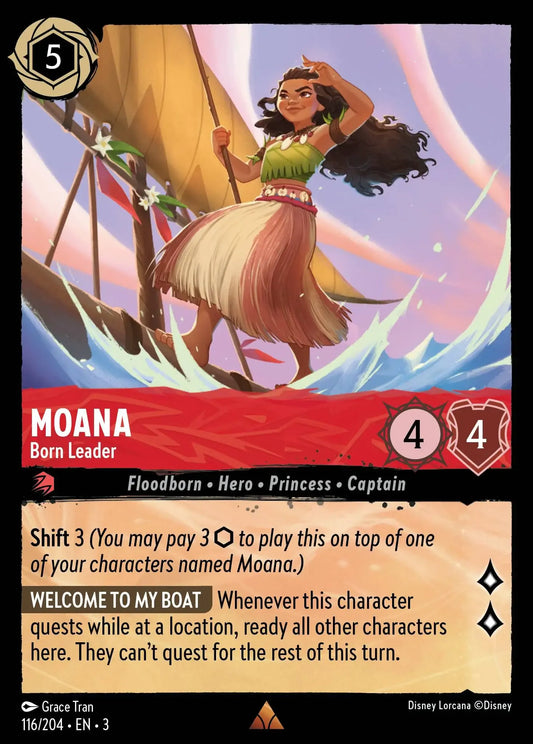 (116) Lorcana Into the Inklands Single: Moana - Born Leader  Holo Rare
