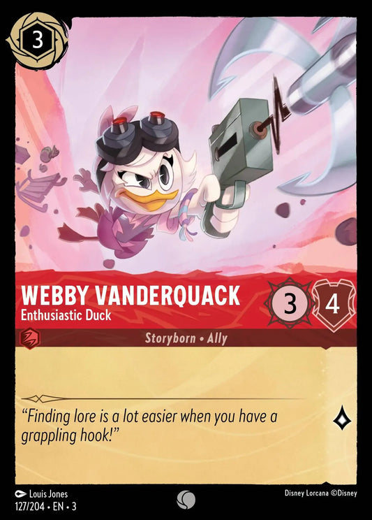 (127) Lorcana Into the Inklands Single: Webby Vanderquack - Enthusiastic Duck  Holo Common