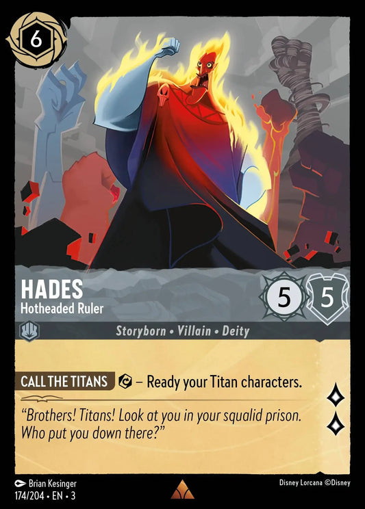 (174) Lorcana Into the Inklands Single: Hades - Hotheaded Ruler  Holo Rare