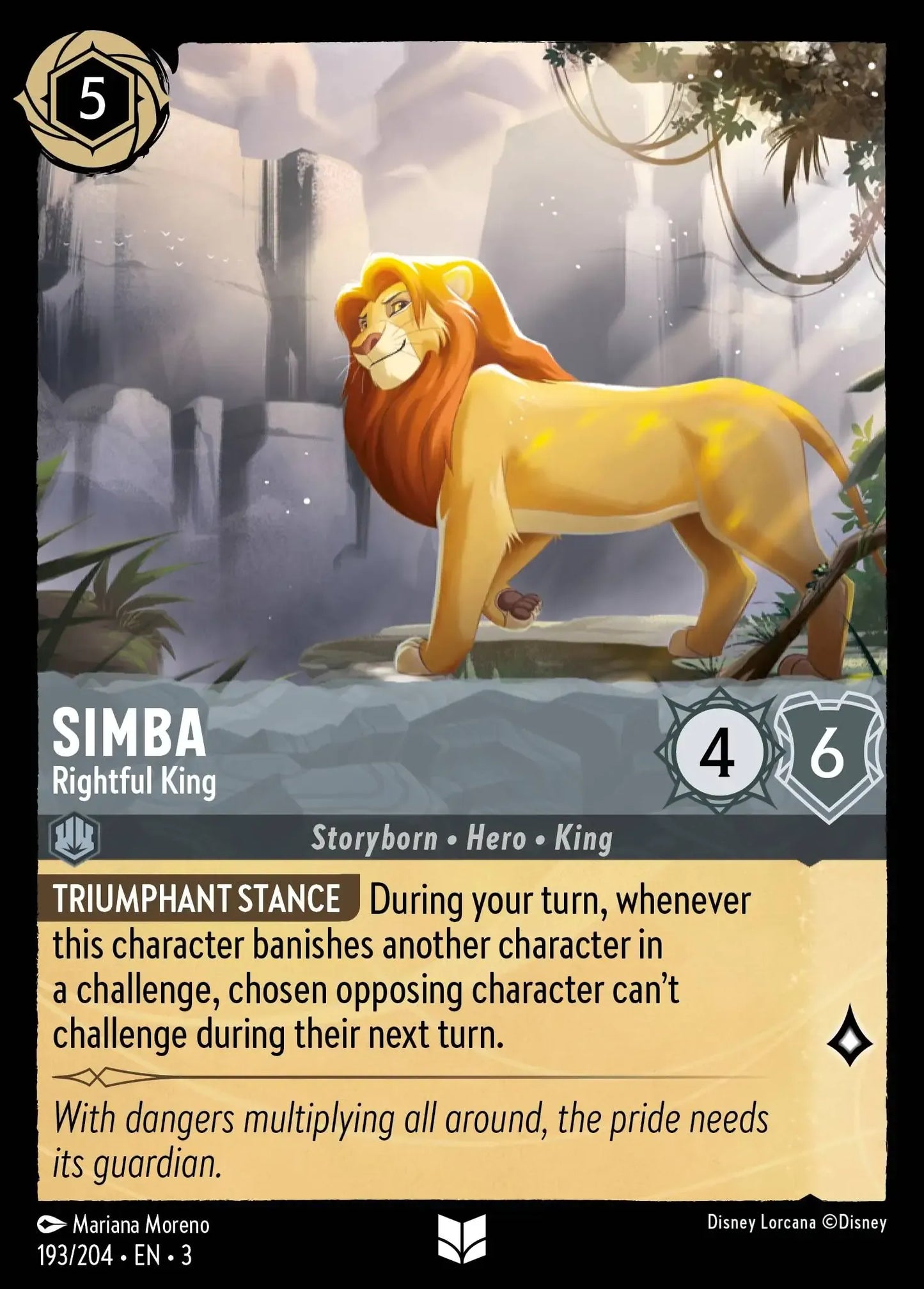 (193) Lorcana Into the Inklands Single: Simba - Rightful King  Holo Uncommon