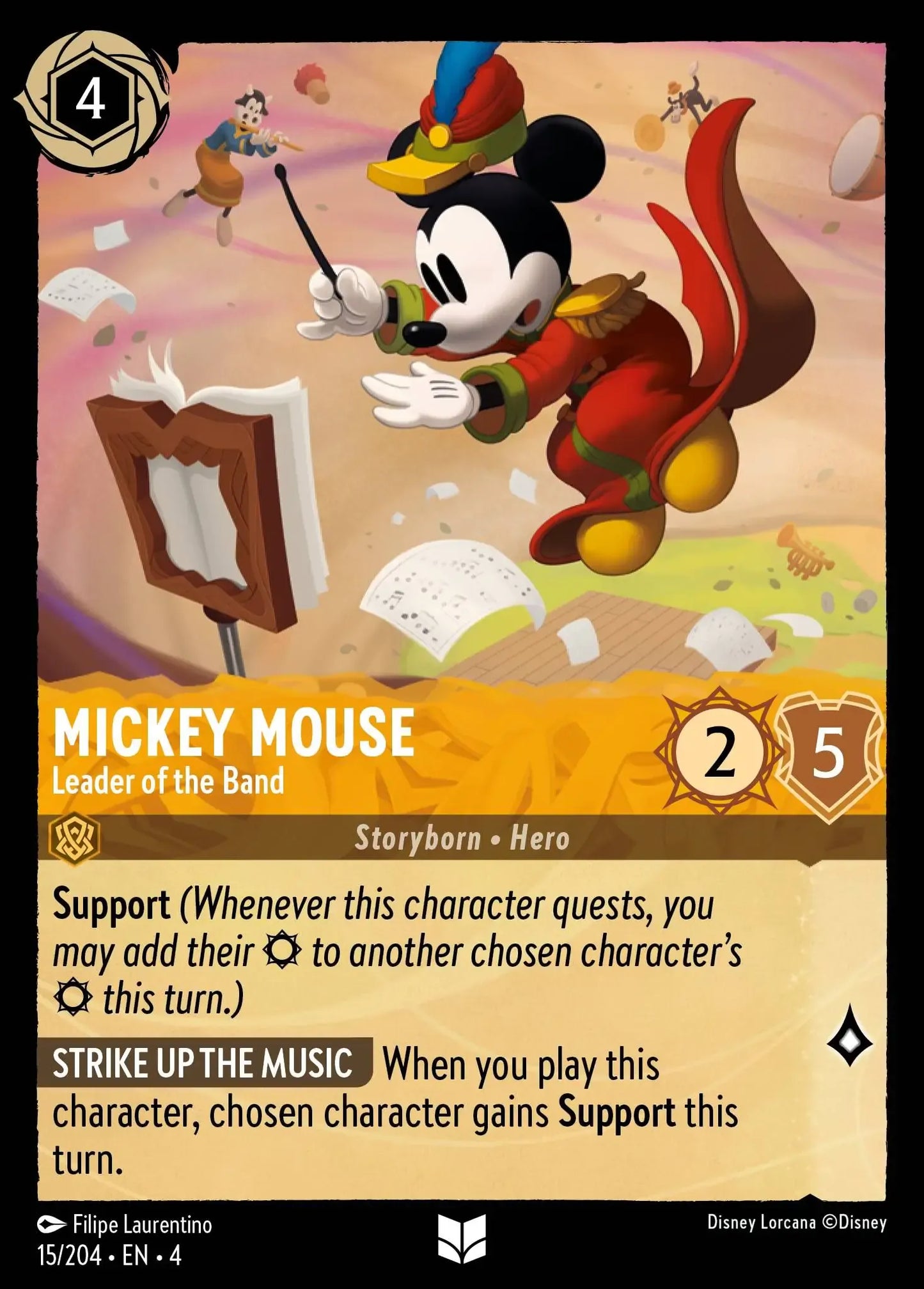 (015) Lorcana Ursula's Return Single: Mickey Mouse - Leader of the Band  Holo Uncommon