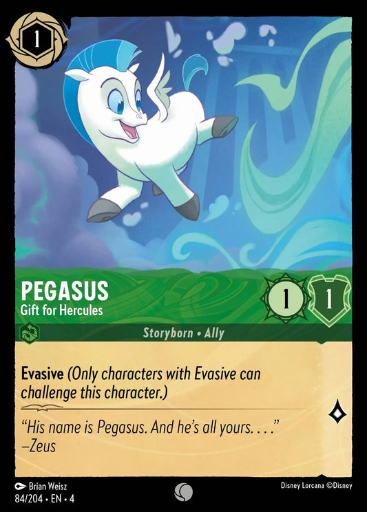(084) Lorcana Ursula's Return Single: Pegasus - Gift for Hercules  Holo Common
