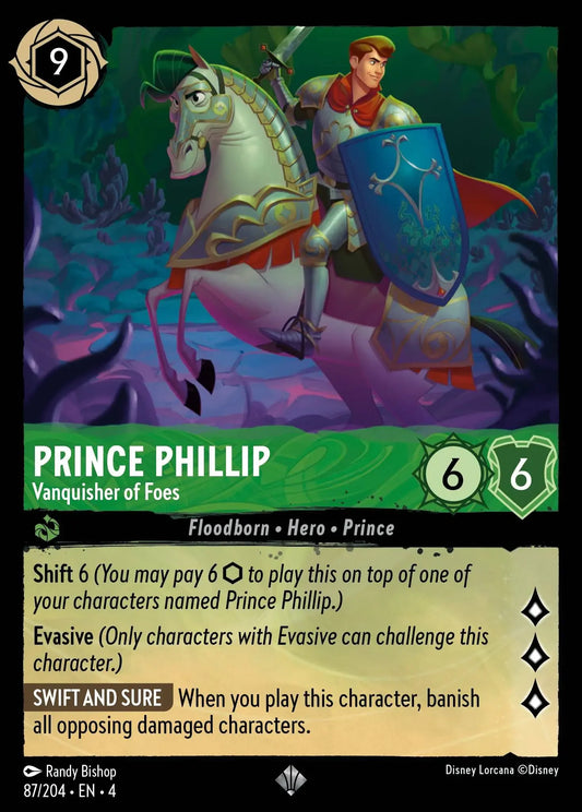 (087) Lorcana Ursula's Return Single: Prince Phillip - Vanquisher of Foes  Holo Super Rare