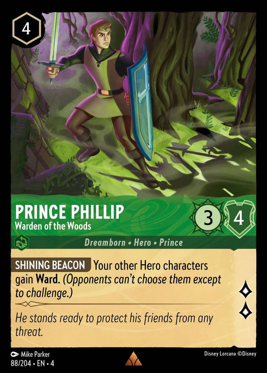 (088) Lorcana Ursula's Return Single: Prince Phillip - Warden of the Woods  Rare
