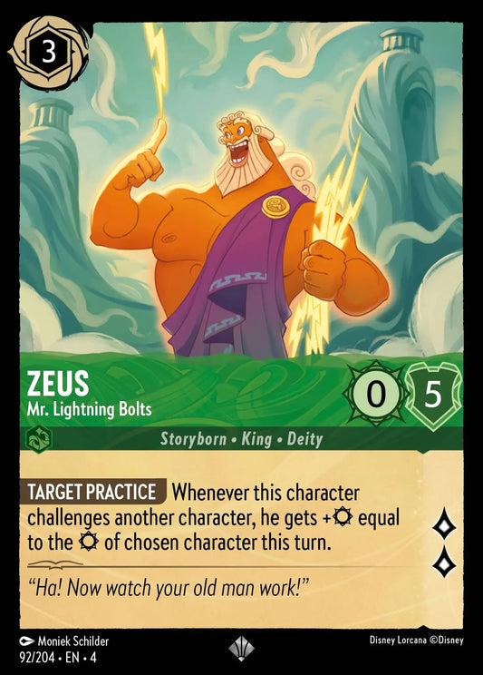 (092) Lorcana Ursula's Return Single: Zeus - Mr. Lightning Bolts  Super Rare