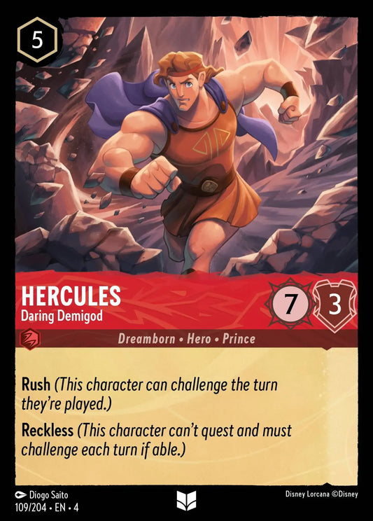 (109) Lorcana Ursula's Return Single: Hercules - Daring Demigod  Holo Uncommon