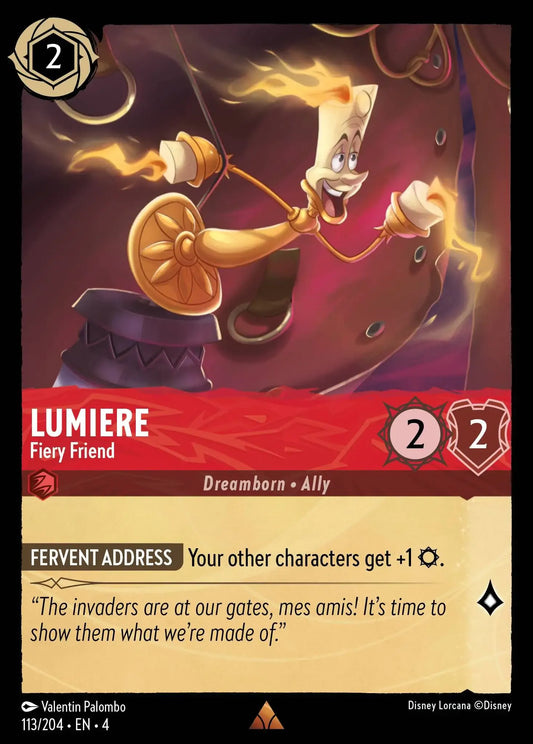 (113) Lorcana Ursula's Return Single: Lumiere - Fiery Friend  Rare