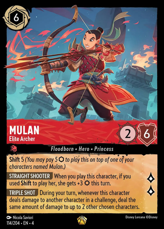 (114) Lorcana Ursula's Return Single: Mulan - Elite Archer (V.1)  Holo Legendary