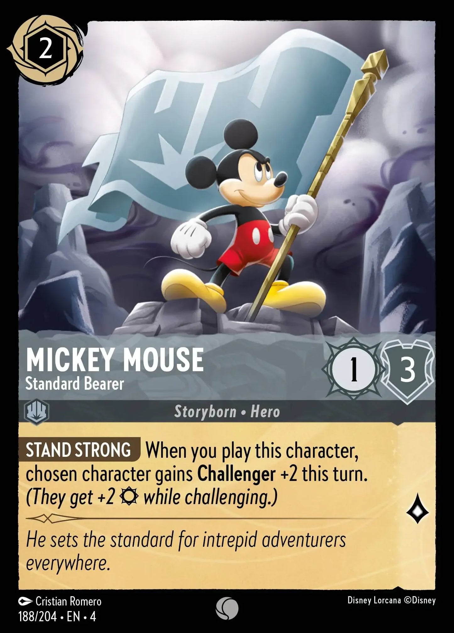 (188) Lorcana Ursula's Return Single: Mickey Mouse - Standard Bearer  Holo Common