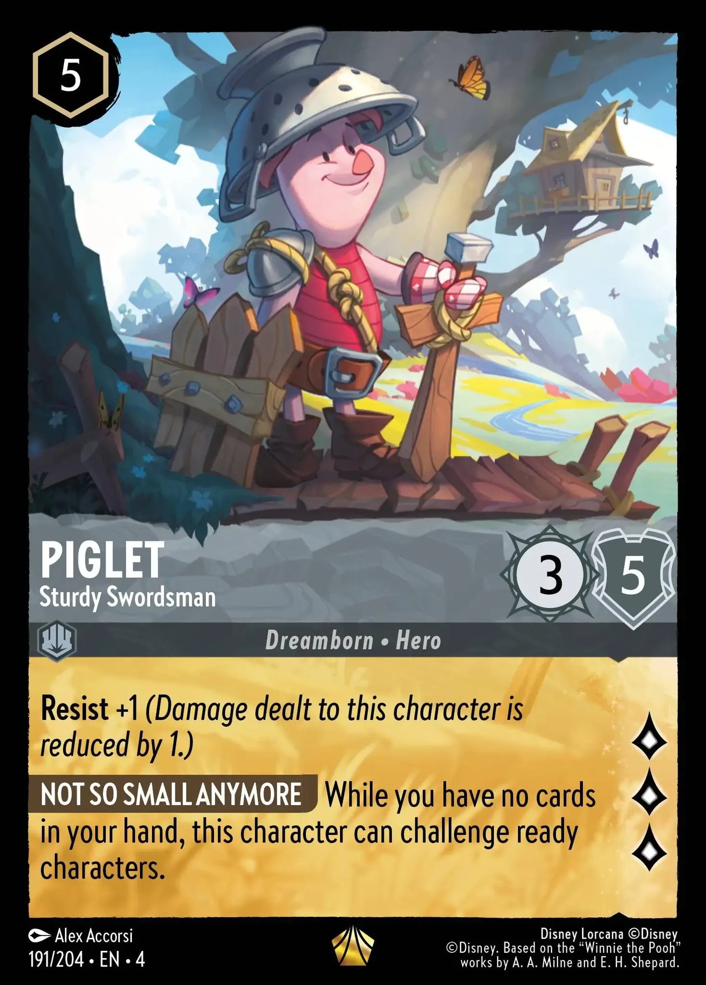 (191) Lorcana Ursula's Return Single: Piglet - Sturdy Swordsman (V.1)  Holo Legendary