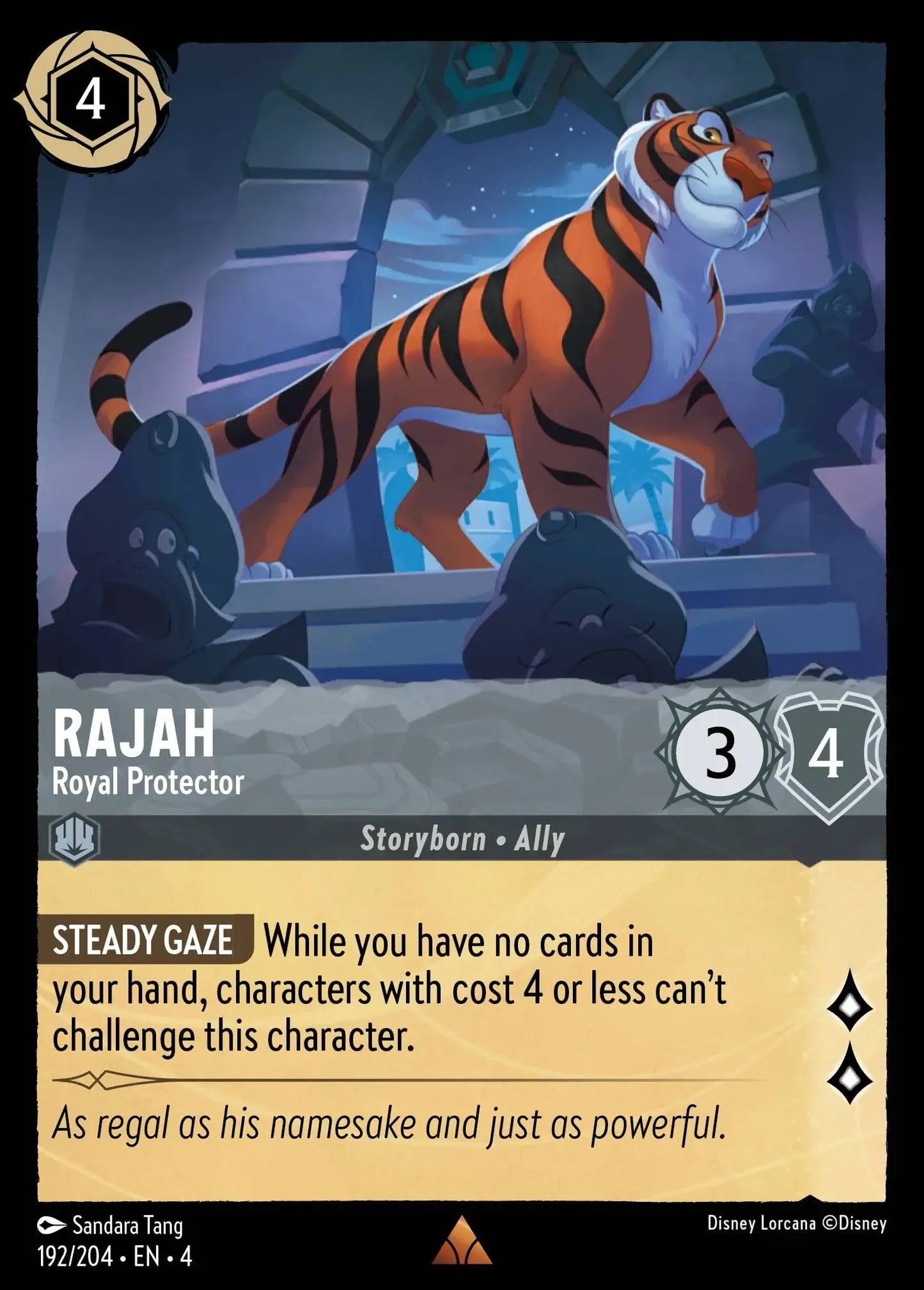 (192) Lorcana Ursula's Return Single: Rajah - Royal Protector  Holo Rare