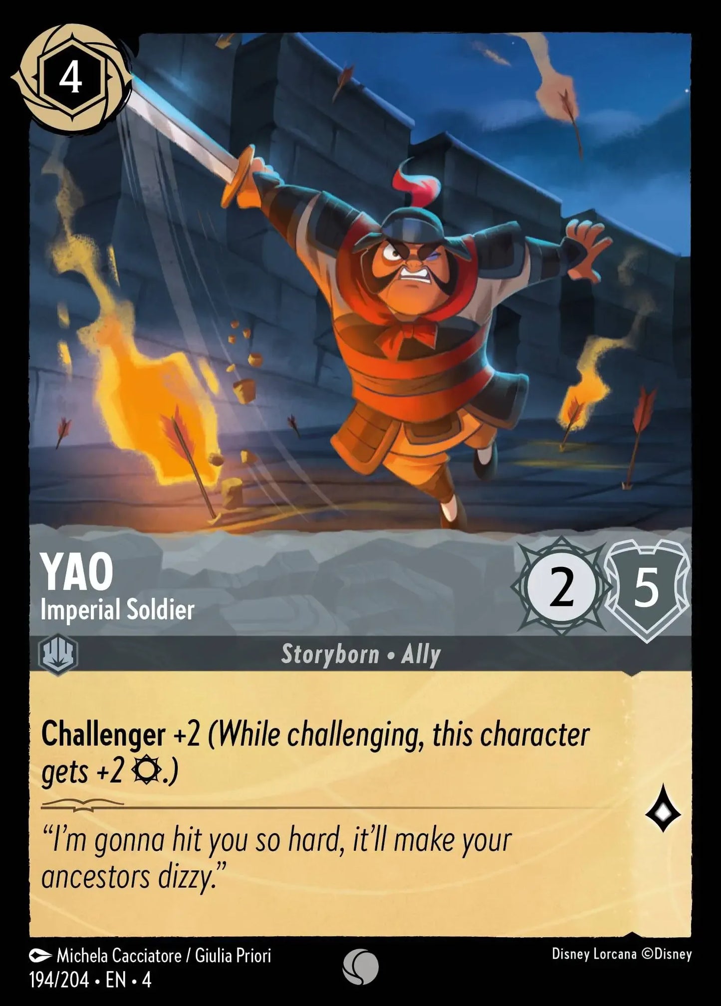 (194) Lorcana Ursula's Return Single: Yao - Imperial Soldier  Holo Common