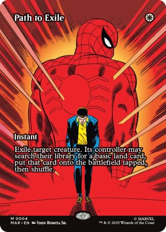 (004) Magic The Gathering Magic: The Gathering | Marvel's Spider-Man: Source Material Cards Single: Path to Exile Holo Mythic