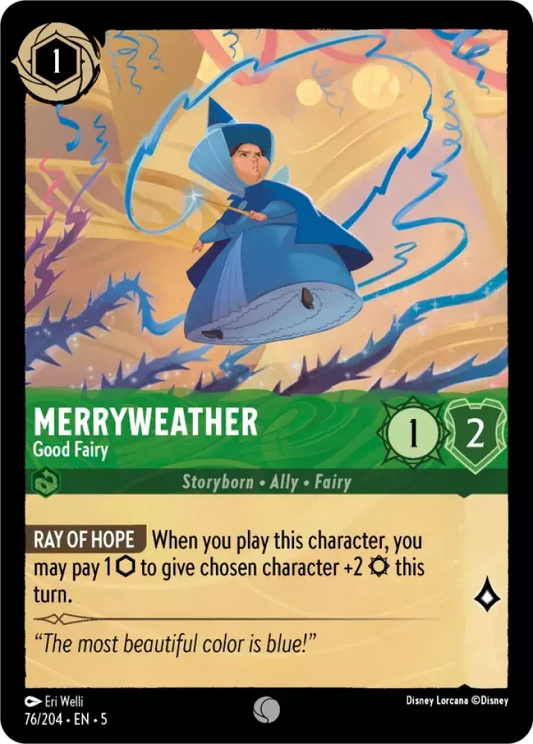 (076) Lorcana Shimmering Skies Single: Merryweather - Good Fairy Holo Common
