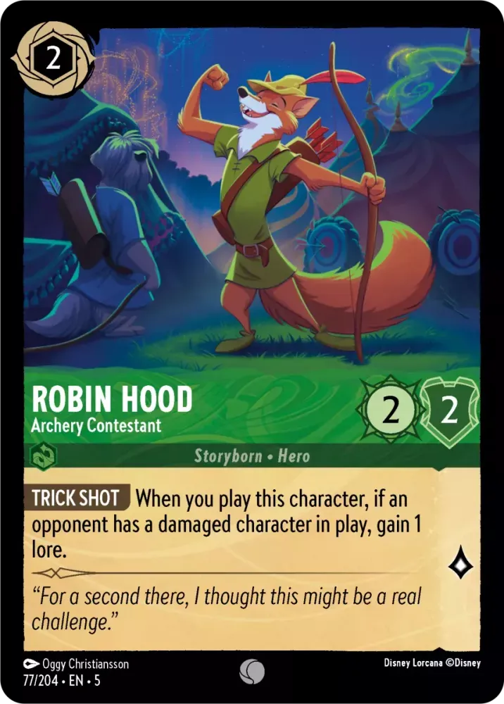 (077) Lorcana Shimmering Skies Single: Robin Hood - Archery Contestant Holo Common