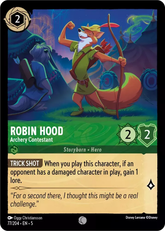 (077) Lorcana Shimmering Skies Single: Robin Hood - Archery Contestant Holo Common