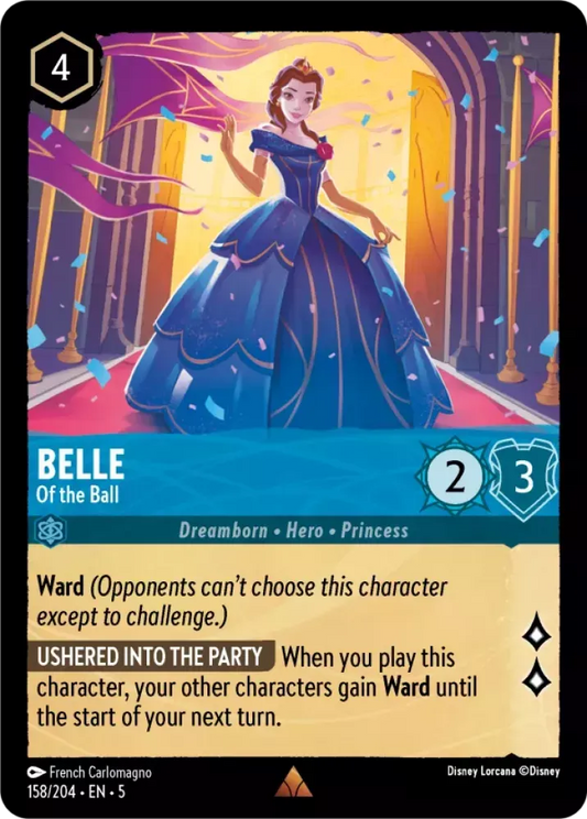 (158) Lorcana Shimmering Skies Single: Belle - Of the Ball Holo Rare