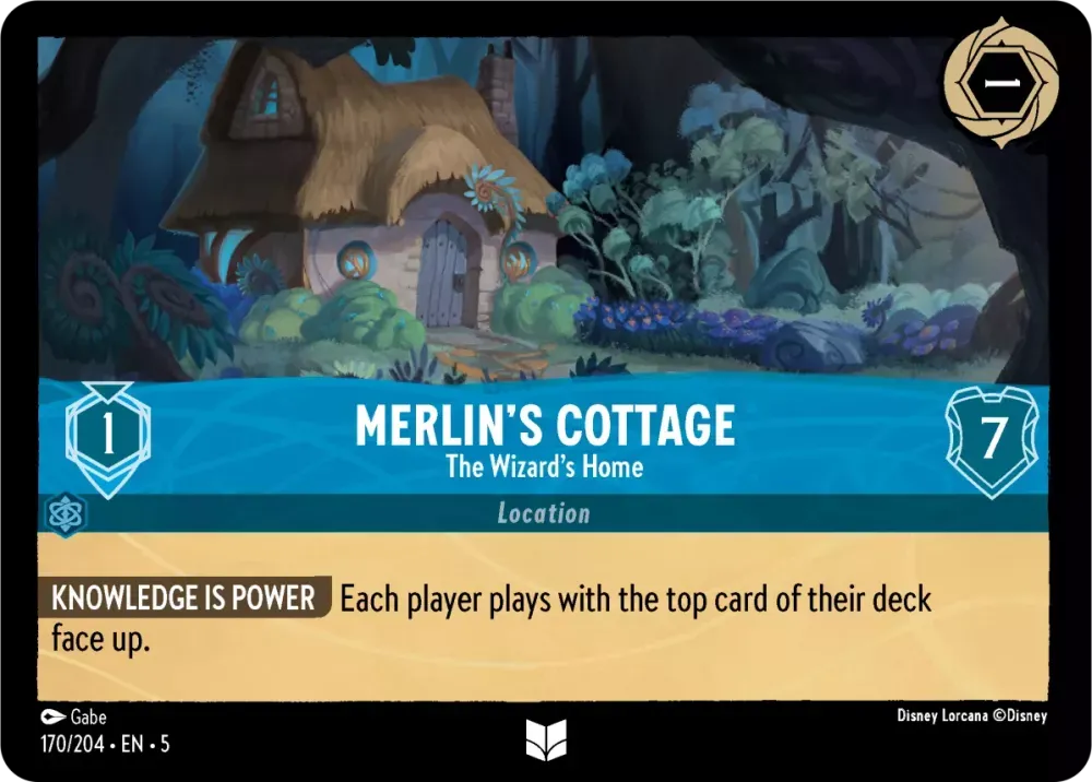 (170) Lorcana Shimmering Skies Single: Merlin's Cottage - The Wizard's Home Holo Uncommon