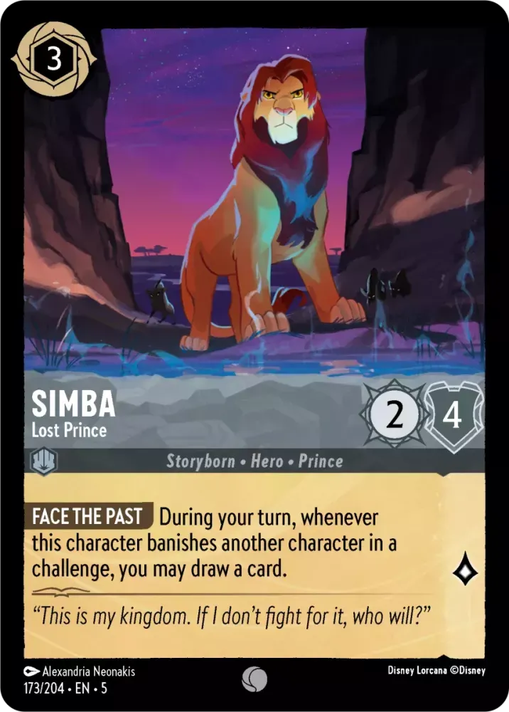 (173) Lorcana Shimmering Skies Single: Simba - Lost Prince Holo Common