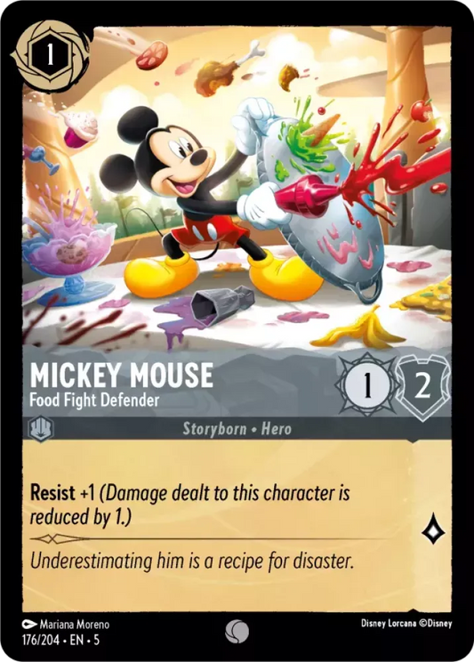 (176) Lorcana Shimmering Skies Single: Mickey Mouse - Food Fight Defender Holo Common