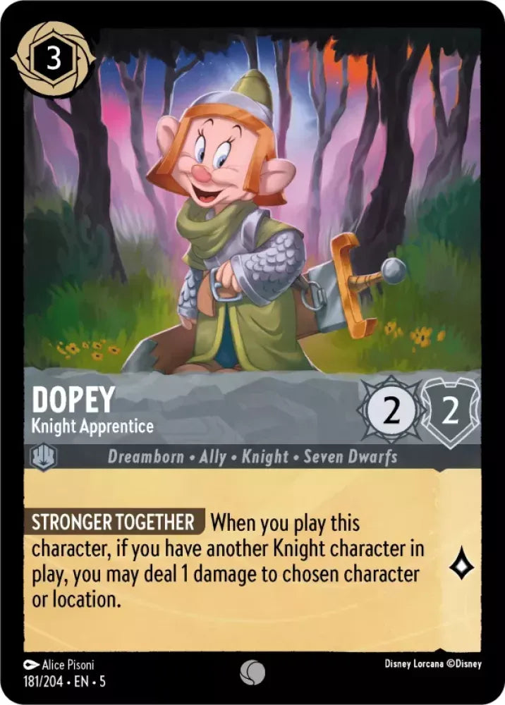 (181) Lorcana Shimmering Skies Single: Dopey - Knight Apprentice Holo Common