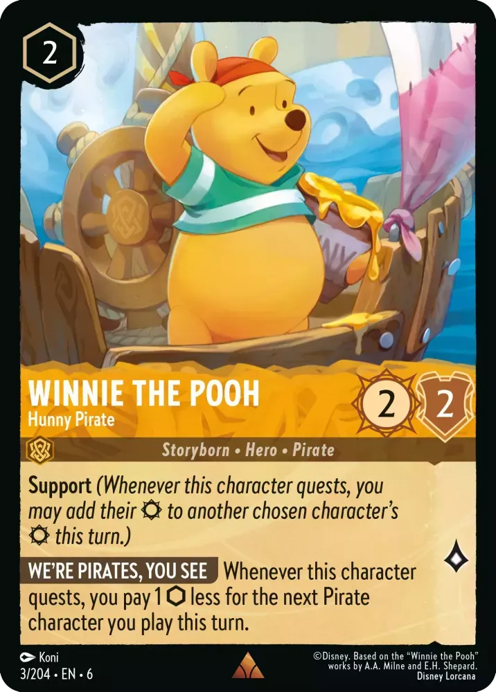 (003) Lorcana Azurite Sea Single: Winnie the Pooh - Hunny Pirate Holo Rare