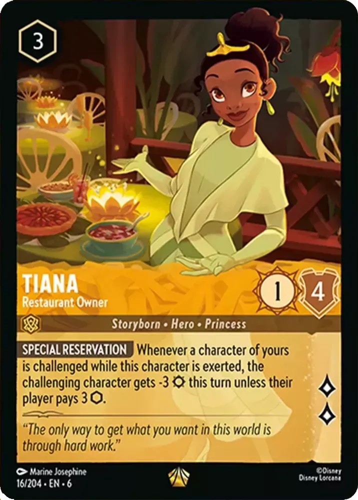 (016) Lorcana Azurite Sea Single: Tiana - Restaurant Owner (V.1) Holo Legendary
