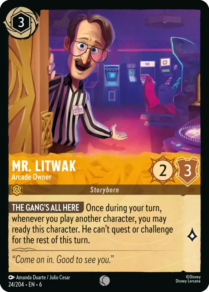(024) Lorcana Azurite Sea Single: Mr. Litwak - Arcade Owner  Common