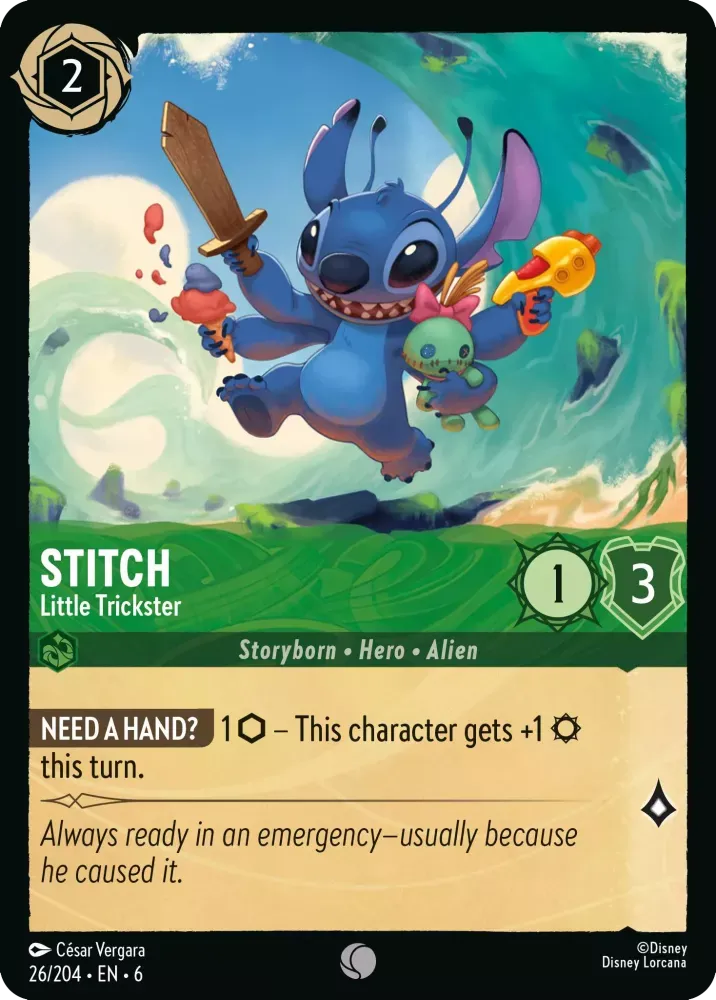 (026) Lorcana Azurite Sea Single: Stitch - Little Trickster Holo Common