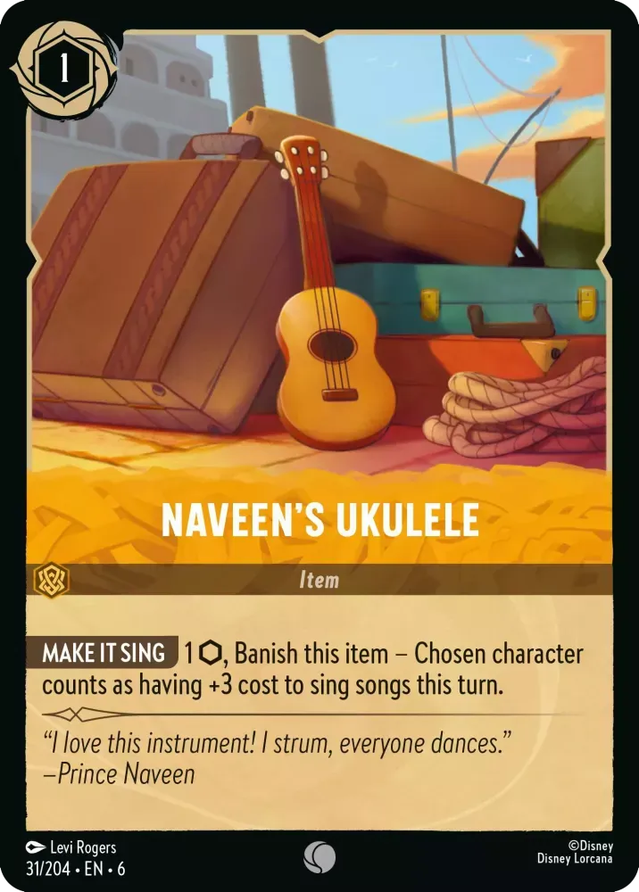 (031) Lorcana Azurite Sea Single: Naveen's Ukulele Holo Common