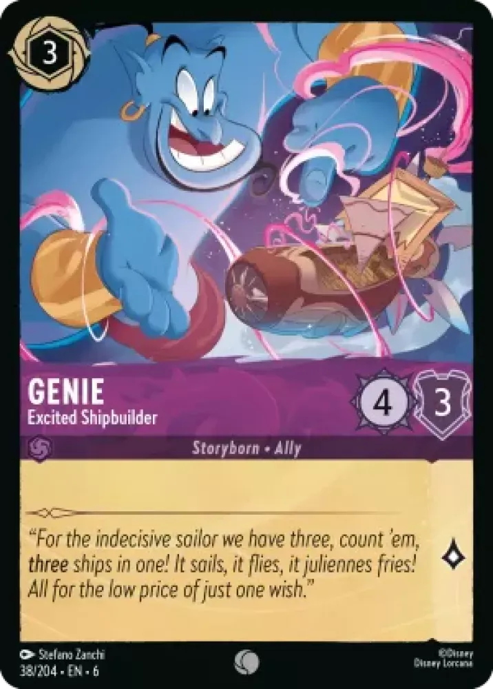 (038) Lorcana Azurite Sea Single: Genie - Excited Shipbuilder Holo Common