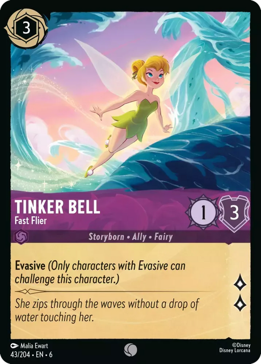 (043) Lorcana Azurite Sea Single: Tinker Bell - Fast Flier Holo Common