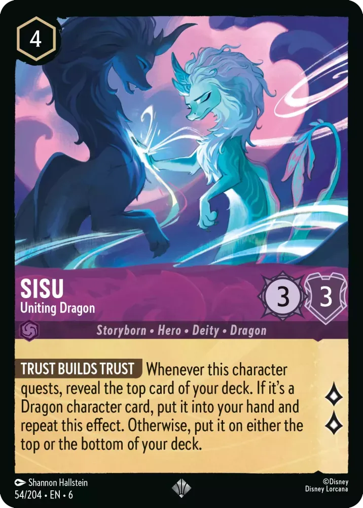 (054) Lorcana Azurite Sea Single: Sisu - Uniting Dragon Holo Super Rare