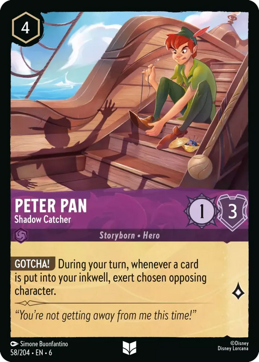 (058) Lorcana Azurite Sea Single: Peter Pan - Shadow Catcher Holo Uncommon