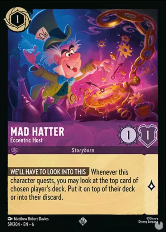 (059) Lorcana Azurite Sea Single: Mad Hatter - Eccentric Host Holo Super Rare