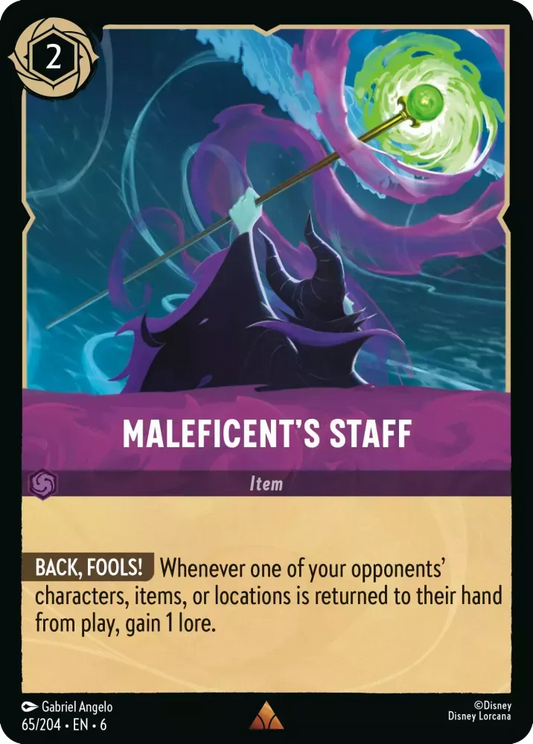 (065) Lorcana Azurite Sea Single: Maleficent's Staff (V.1) Holo Rare