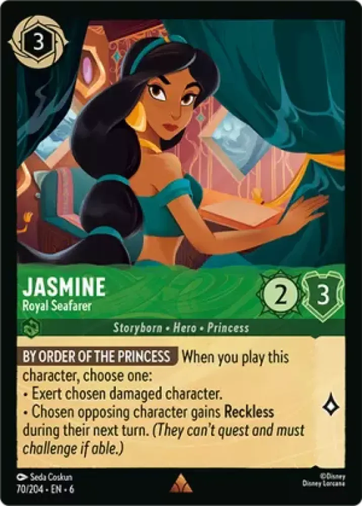 (070) Lorcana Azurite Sea Single: Jasmine - Royal Seafarer Holo Rare