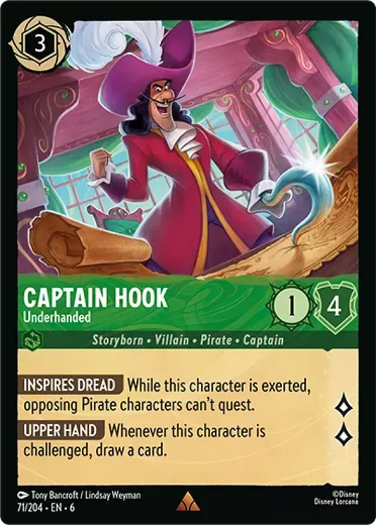 (071) Lorcana Azurite Sea Single: Captain Hook - Underhanded Holo Rare