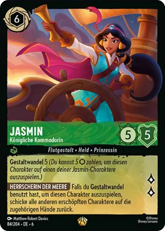 (084) Lorcana Azurite Sea Single: Jasmine - Royal Commodore Holo Legendary