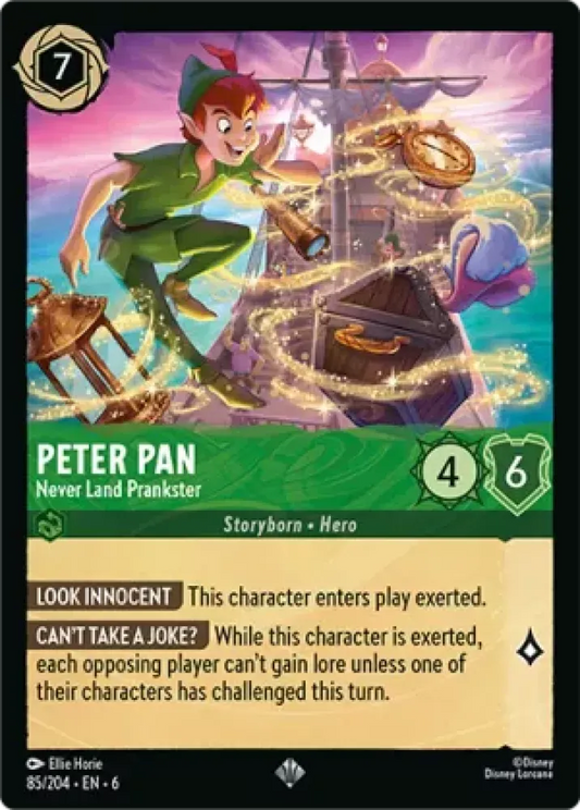 (085) Lorcana Azurite Sea Single: Peter Pan - Never Land Prankster Holo Super Rare
