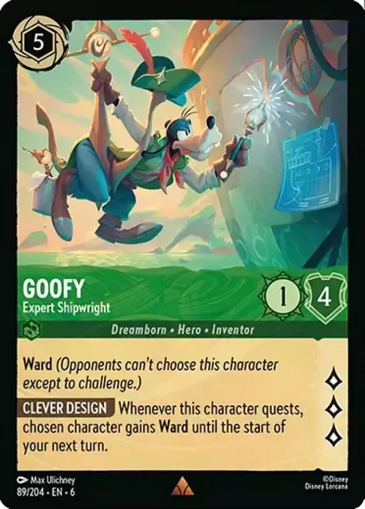 (089) Lorcana Azurite Sea Single: Goofy - Expert Shipwright Holo Rare