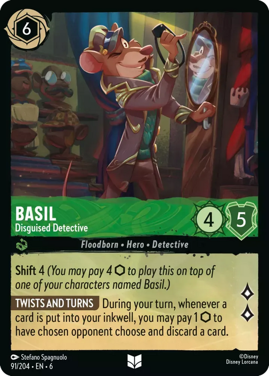 (091) Lorcana Azurite Sea Single: Basil - Disguised Detective (V.1)  Uncommon