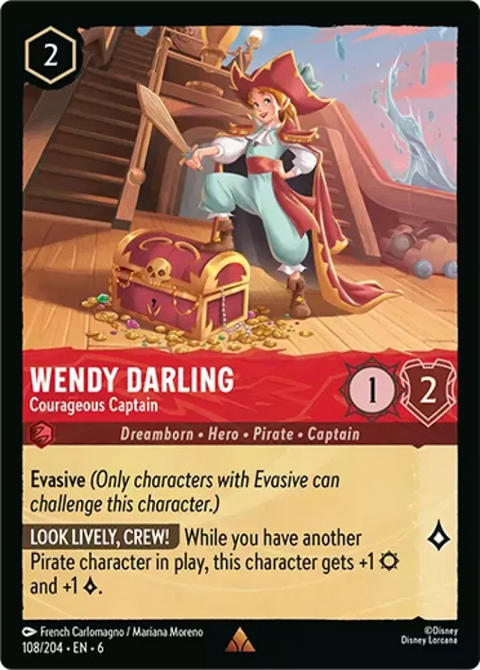 (108) Lorcana Azurite Sea Single: Wendy Darling - Courageous Captain Holo Rare