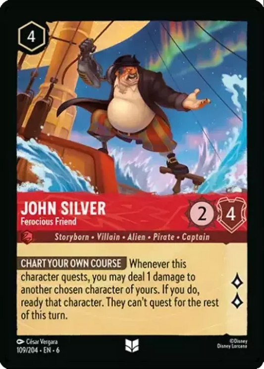 (109) Lorcana Azurite Sea Single: John Silver - Ferocious Friend Holo Uncommon