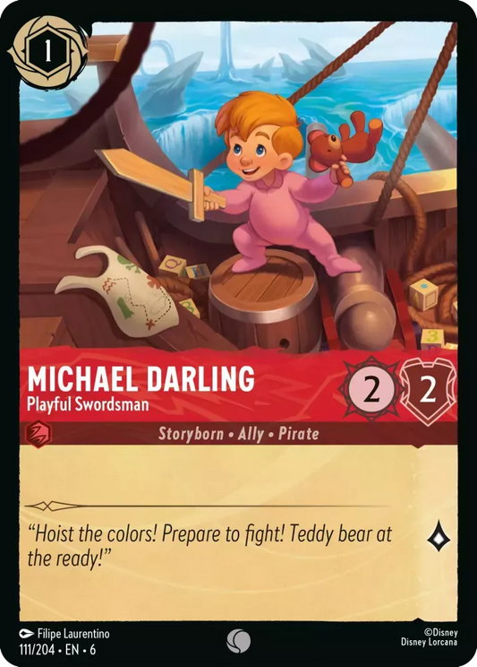 (111) Lorcana Azurite Sea Single: Michael Darling - Playful Swordsman Holo Common