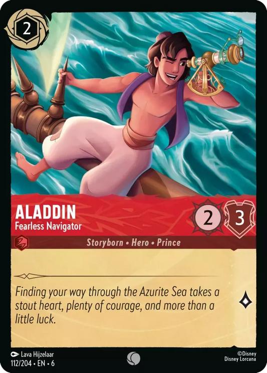 (112) Lorcana Azurite Sea Single: Aladdin - Fearless Navigator Holo Common
