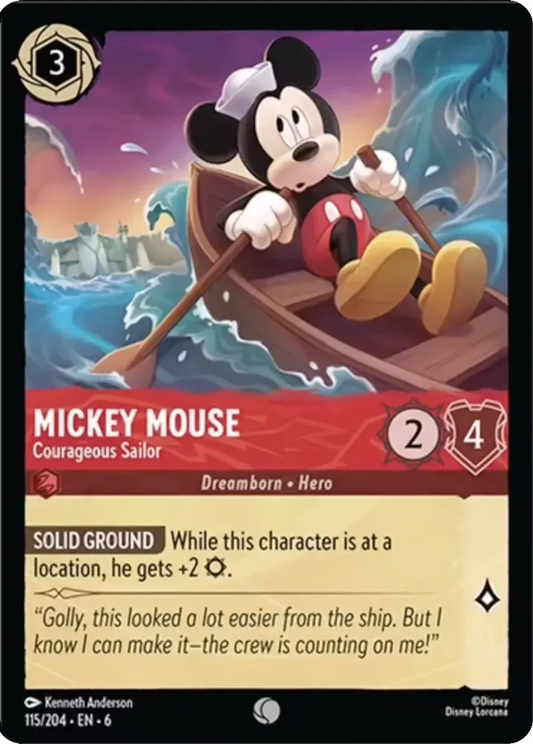 (115) Lorcana Azurite Sea Single: Mickey Mouse - Courageous Sailor Holo Common