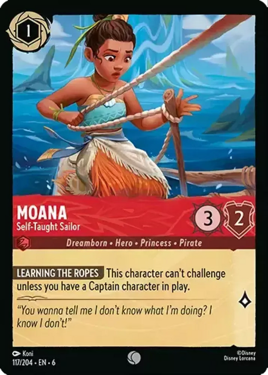 (117) Lorcana Azurite Sea Single: Moana - Self-Taught Sailor Holo Common