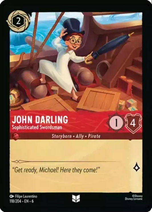 (118) Lorcana Azurite Sea Single: John Darling - Sophisticated Swordsman Holo Uncommon