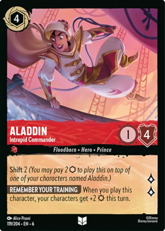 (119) Lorcana Azurite Sea Single: Aladdin - Intrepid Commander  Uncommon